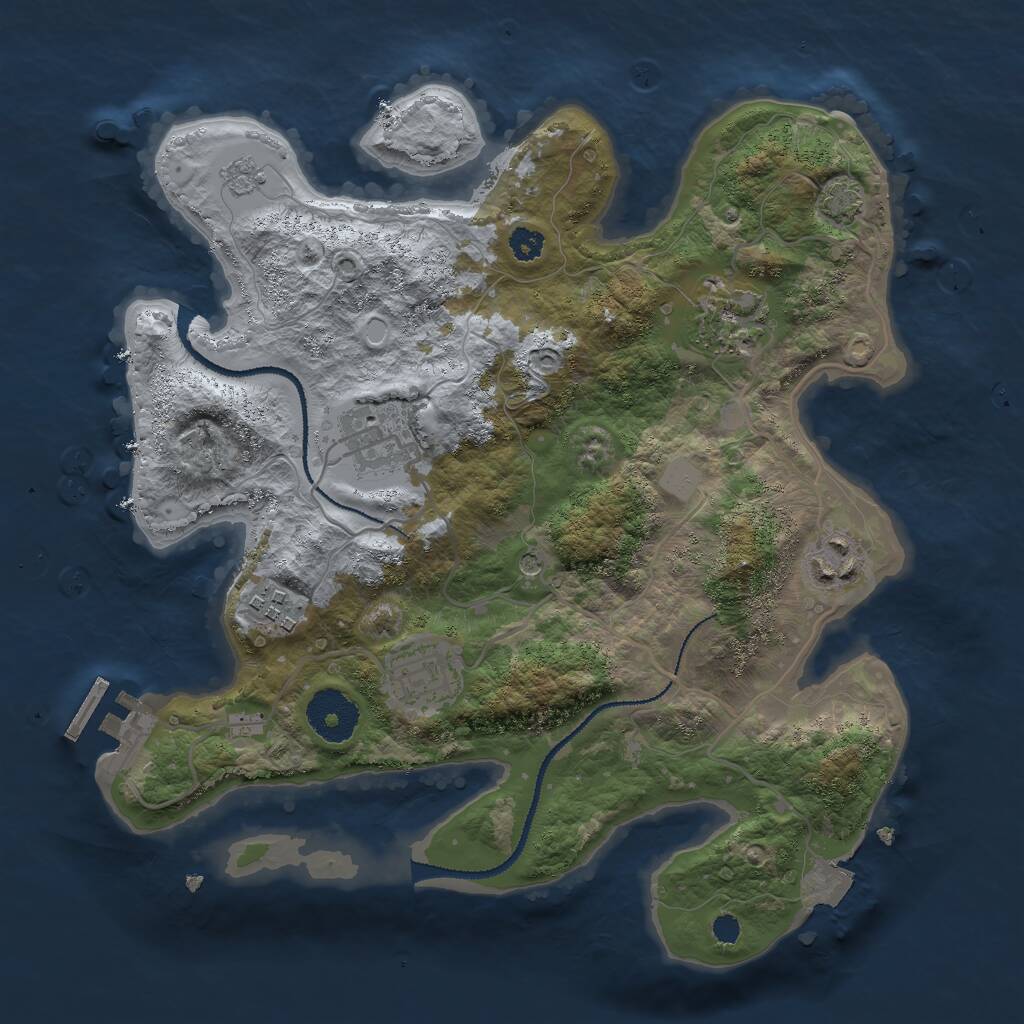 Rust Map: Procedural Map, Size: 3000, Seed: 775311503, 10 Monuments