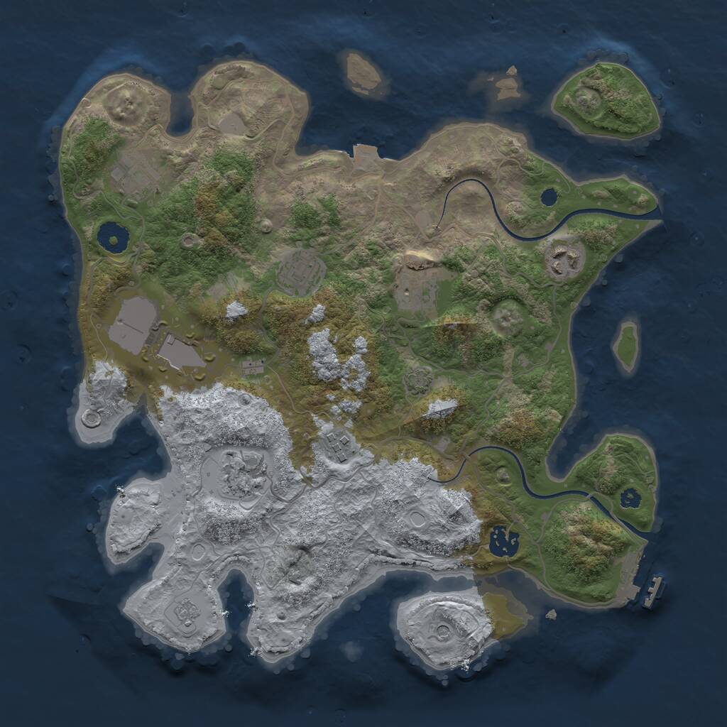 Rust Map: Procedural Map, Size: 3500, Seed: 1343874917, 13 Monuments