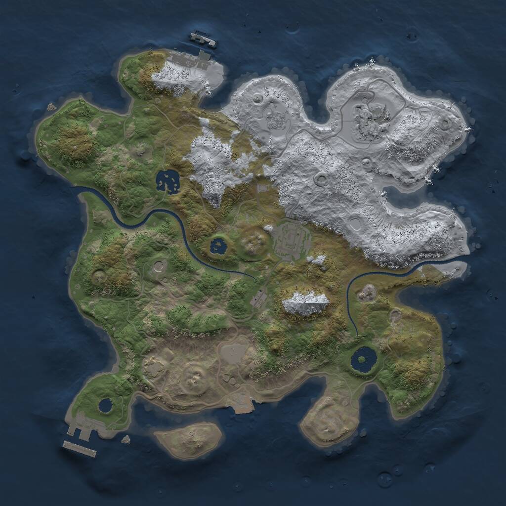 Rust Map: Procedural Map, Size: 3000, Seed: 75122, 9 Monuments