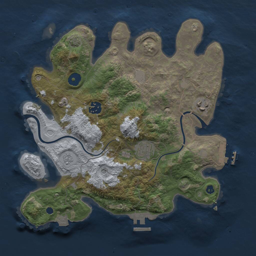 Rust Map: Procedural Map, Size: 3000, Seed: 379615974, 9 Monuments