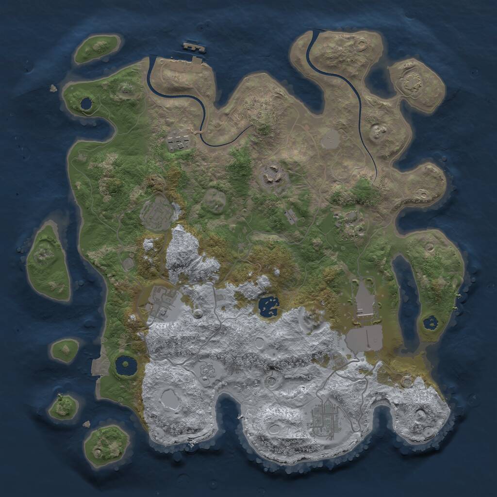 Rust Map: Procedural Map, Size: 3500, Seed: 884165247, 13 Monuments