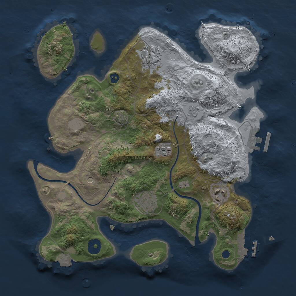 Rust Map: Procedural Map, Size: 3000, Seed: 15718, 10 Monuments
