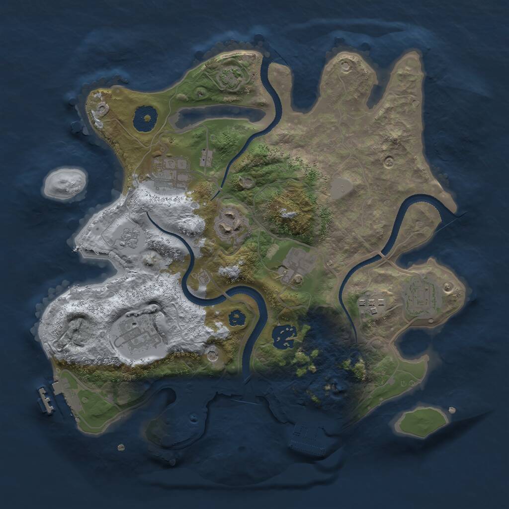 Rust Map: Procedural Map, Size: 3000, Seed: 336767937, 13 Monuments