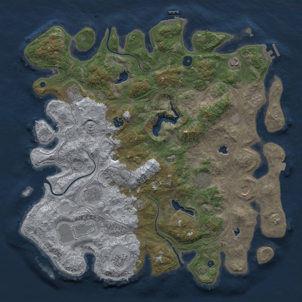 Rust Map: Procedural Map, Size: 4500, Seed: 1928297820, 15 Monuments