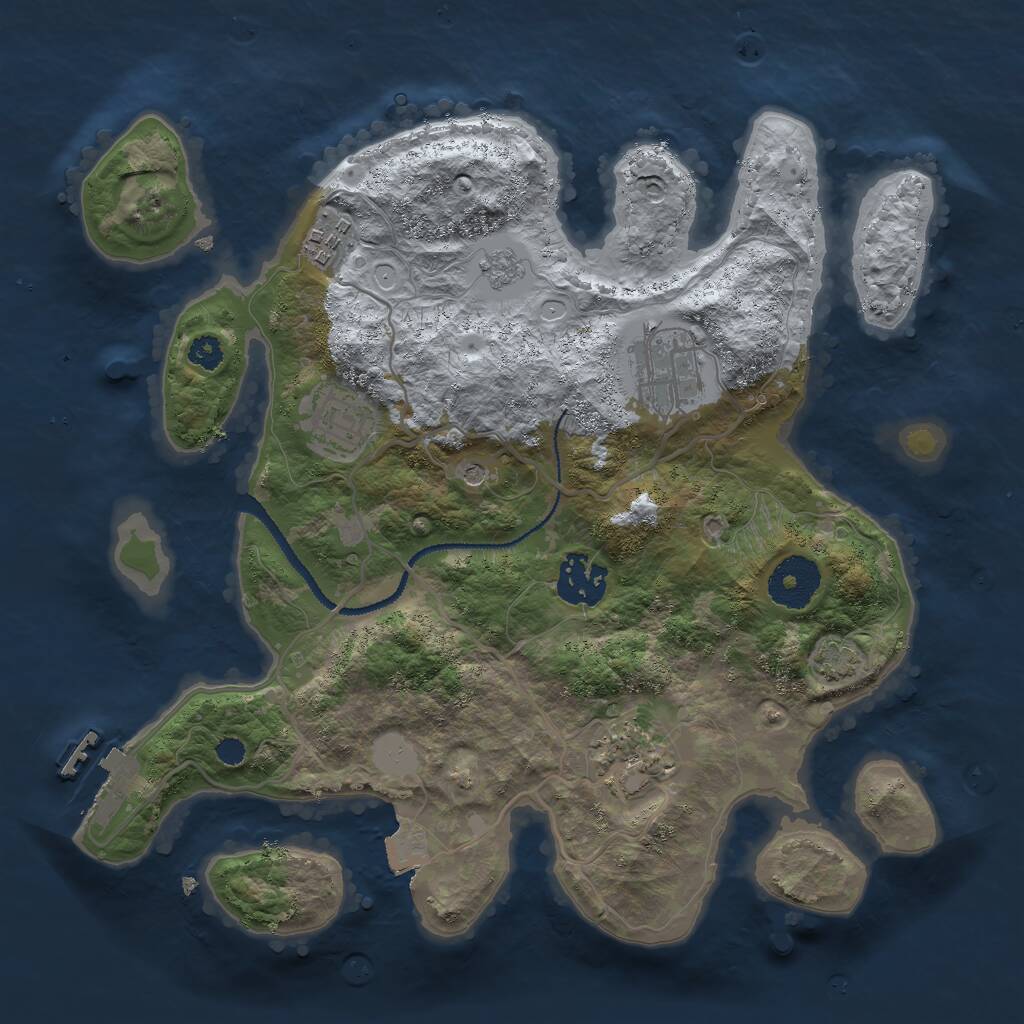 Rust Map: Procedural Map, Size: 3000, Seed: 452345346, 10 Monuments