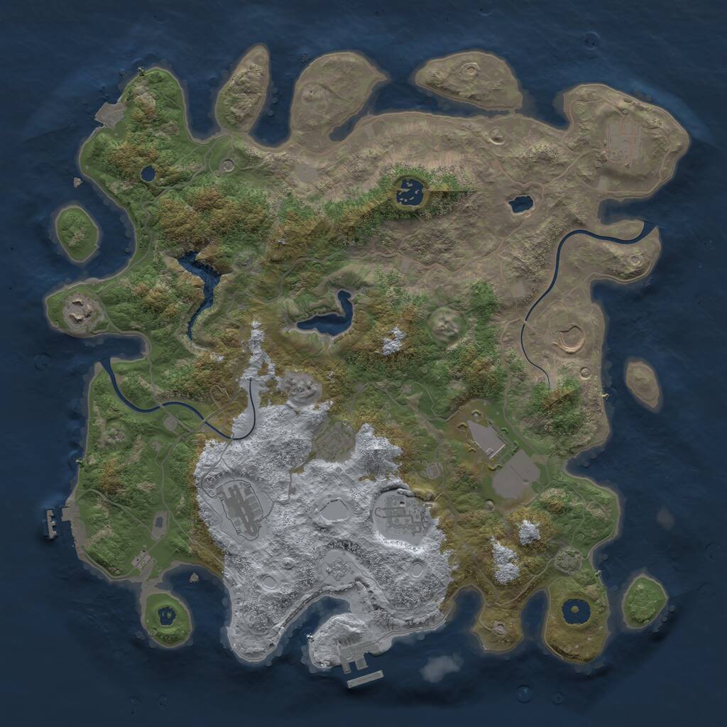 Rust Map: Procedural Map, Size: 4000, Seed: 928475, 14 Monuments