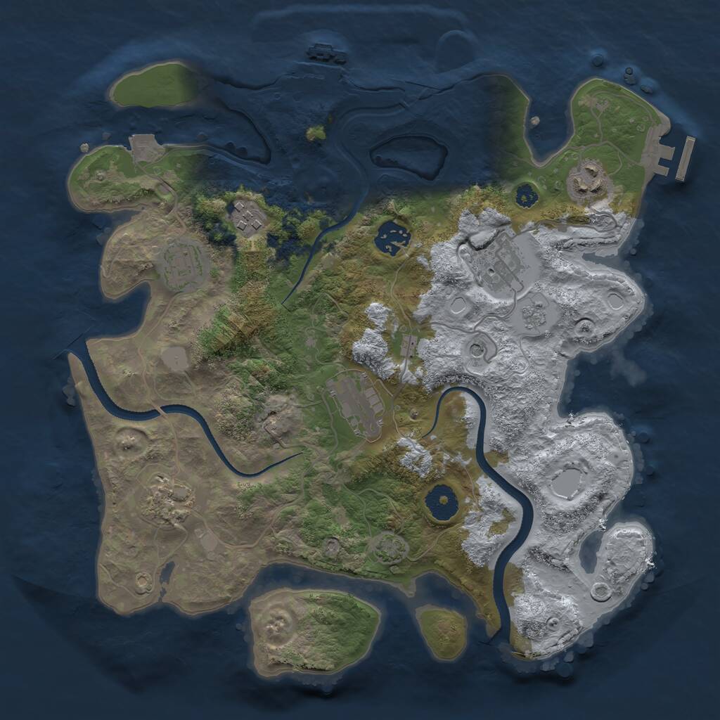 Rust Map: Procedural Map, Size: 3250, Seed: 1467279577, 13 Monuments