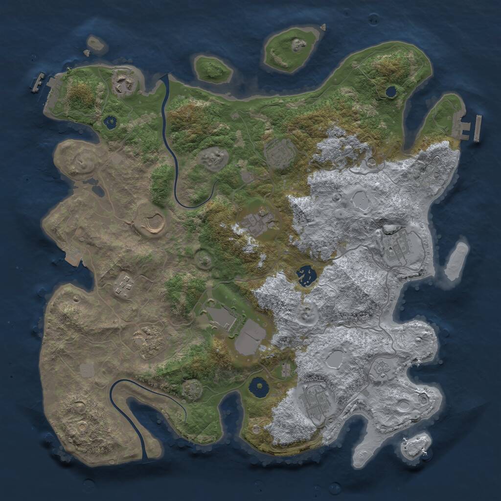 Rust Map: Procedural Map, Size: 3800, Seed: 20250201, 16 Monuments