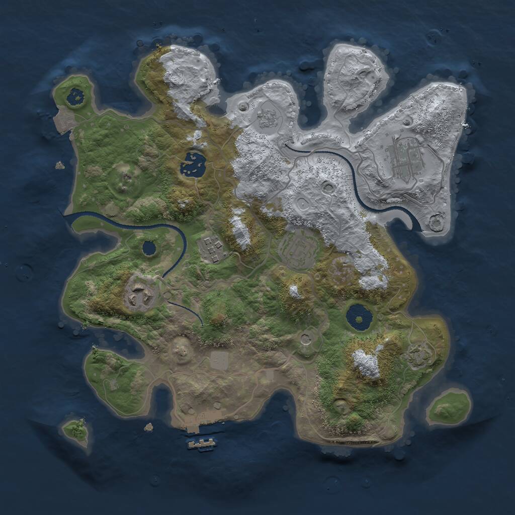 Rust Map: Procedural Map, Size: 3000, Seed: 445977709, 10 Monuments