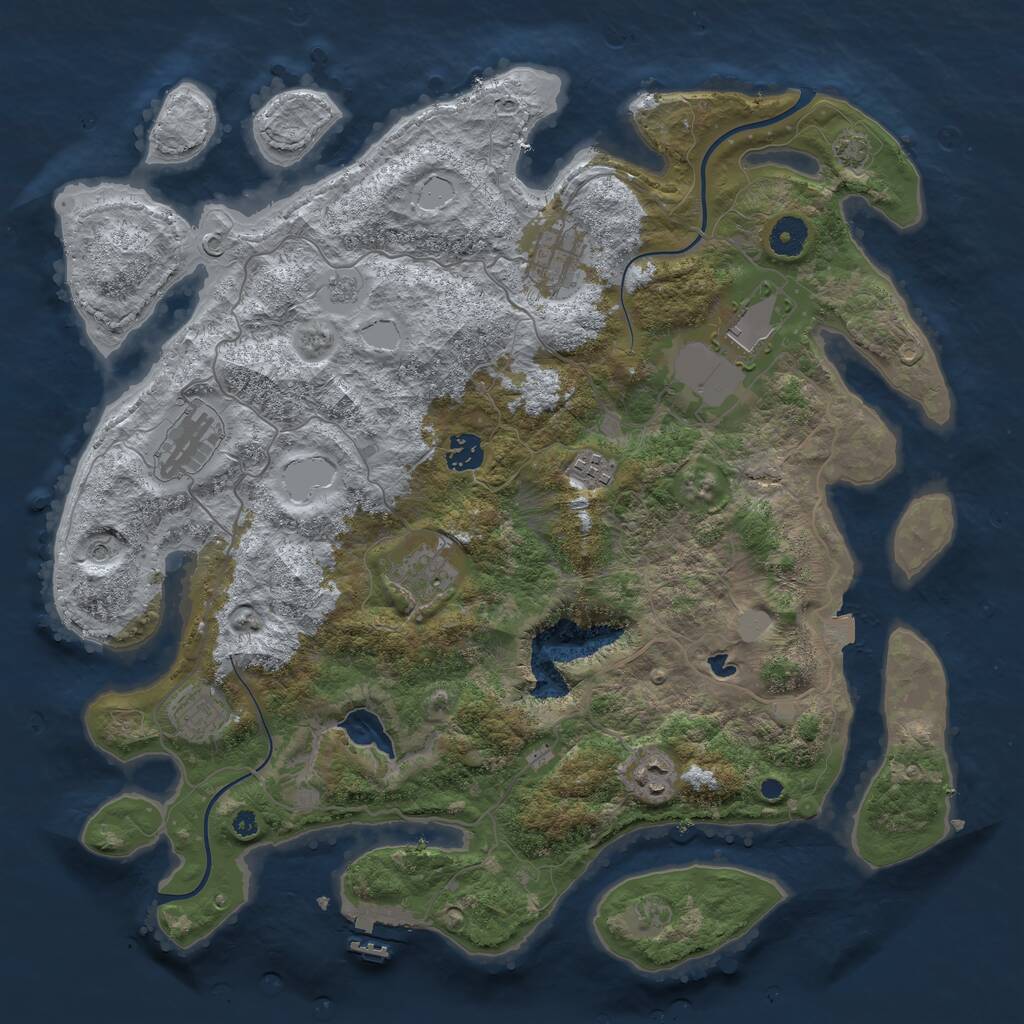 Rust Map: Procedural Map, Size: 4000, Seed: 531281865, 13 Monuments