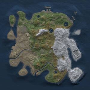 Thumbnail Rust Map: Procedural Map, Size: 3000, Seed: 1703316414, 9 Monuments