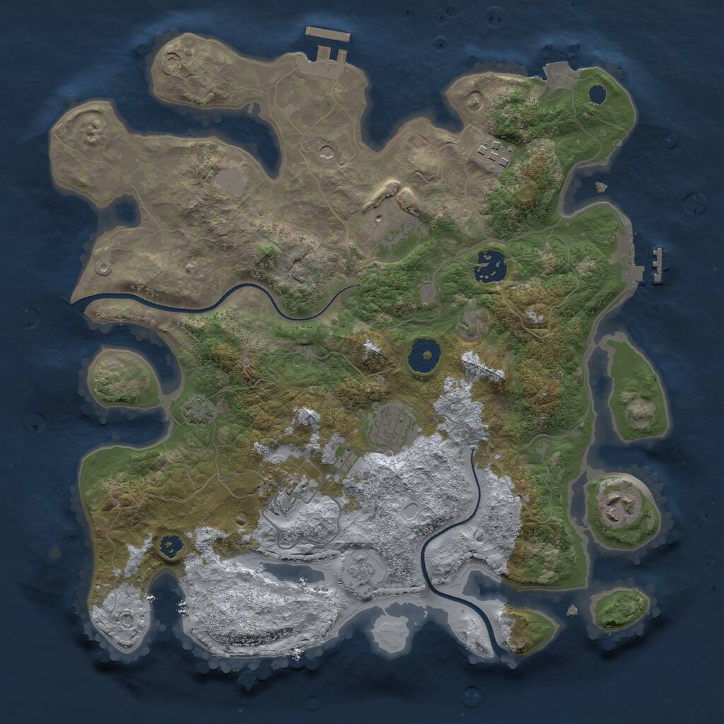 Rust Map: Procedural Map, Size: 3300, Seed: 39876242, 12 Monuments