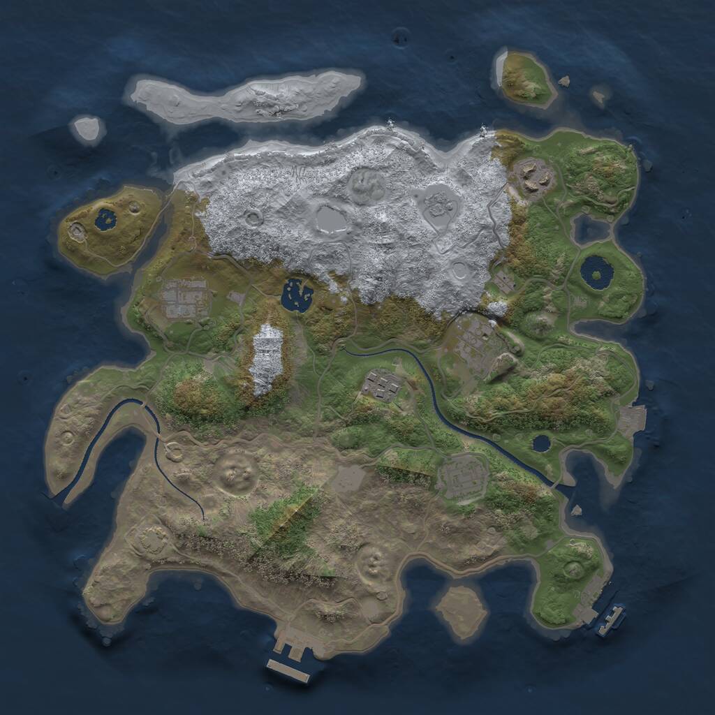 Rust Map: Procedural Map, Size: 3300, Seed: 1504066611, 11 Monuments