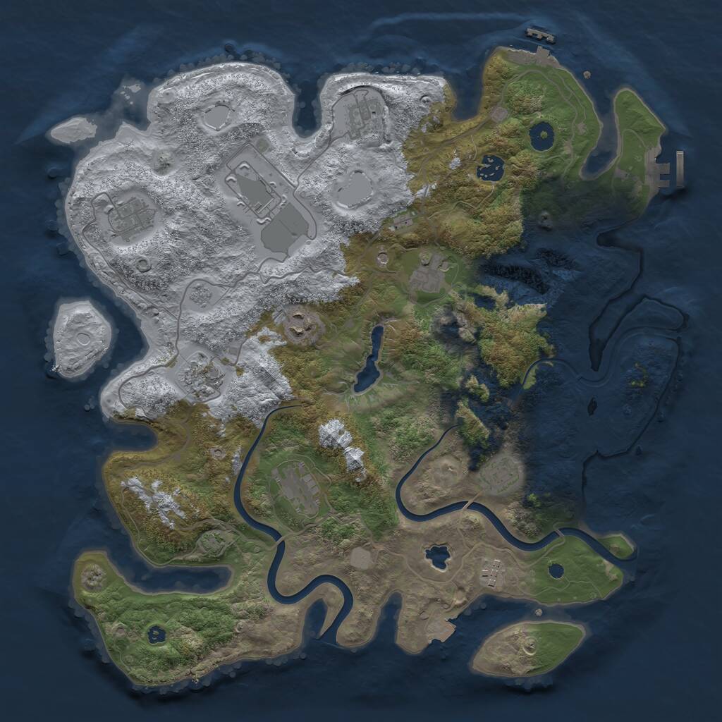 Rust Map: Procedural Map, Size: 4000, Seed: 1286469212, 16 Monuments