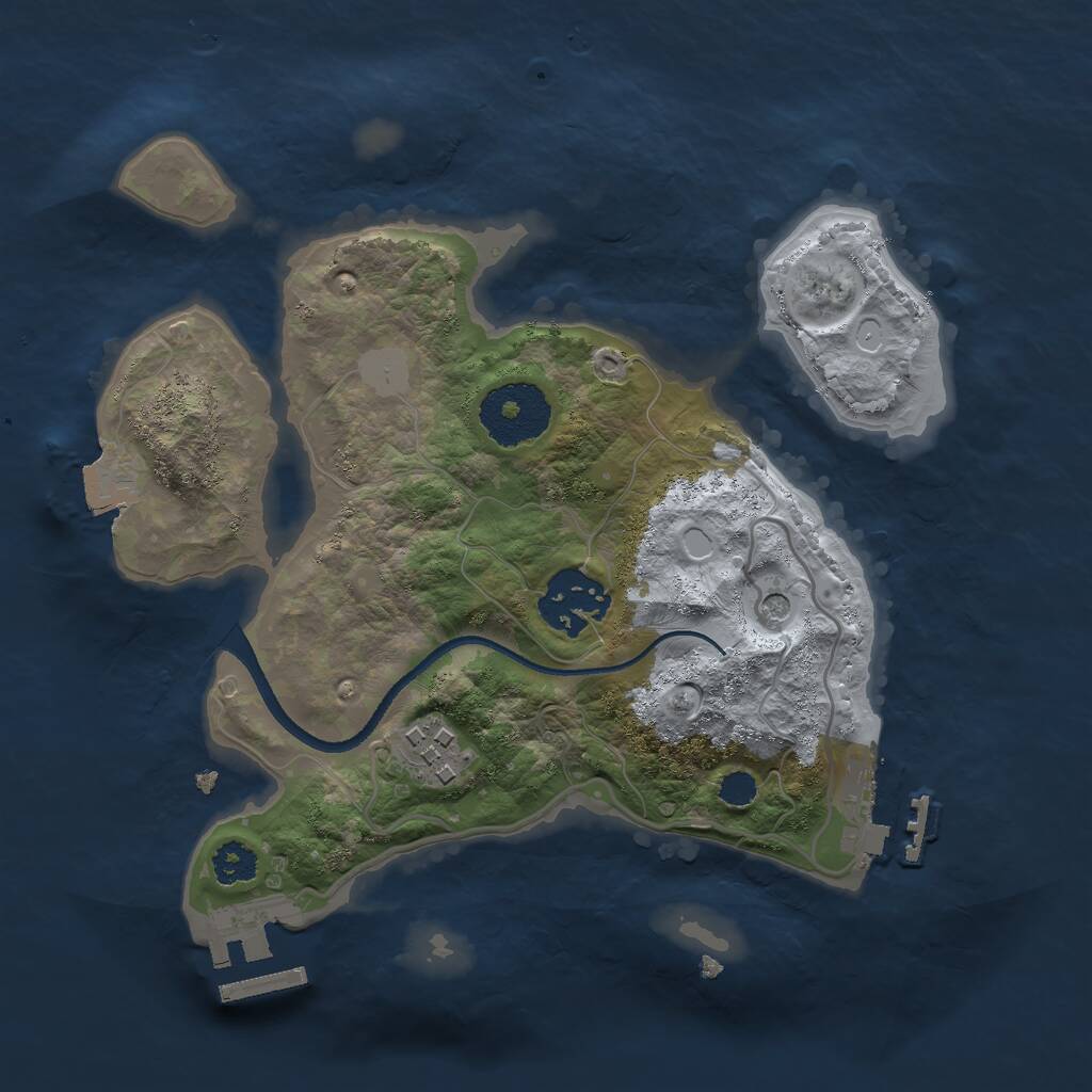 Rust Map: Procedural Map, Size: 2500, Seed: 3366, 6 Monuments