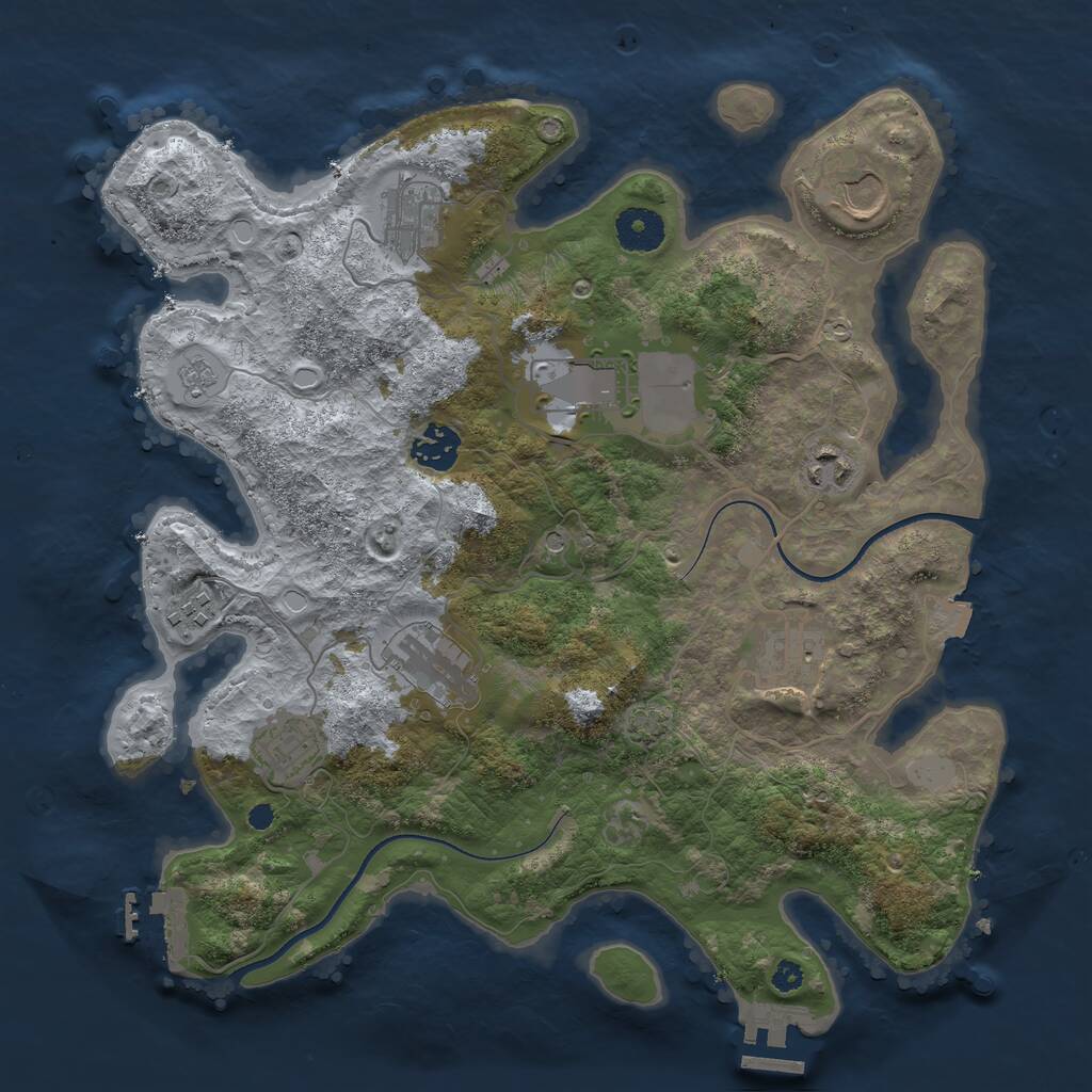 Rust Map: Procedural Map, Size: 3500, Seed: 555520620, 15 Monuments