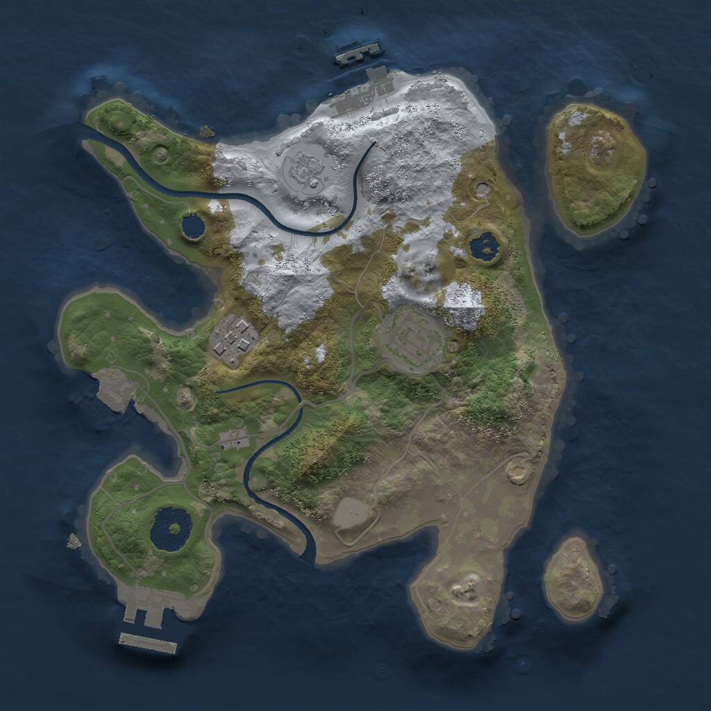 Rust Map: Procedural Map, Size: 2500, Seed: 2768, 6 Monuments