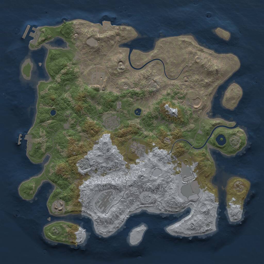 Rust Map: Procedural Map, Size: 3750, Seed: 757392139, 14 Monuments