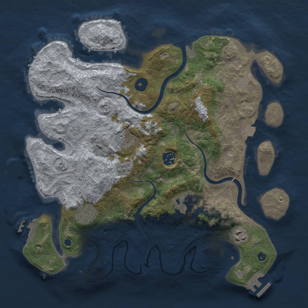 Rust Map: Procedural Map, Size: 3500, Seed: 2136549230, 12 Monuments