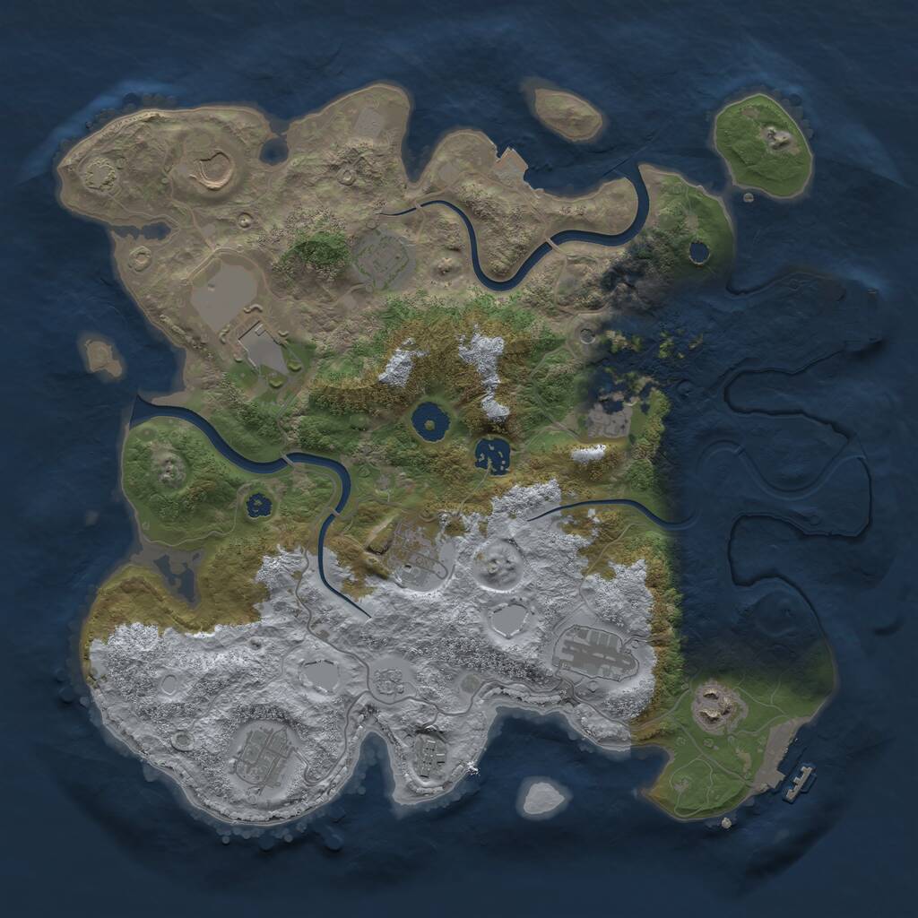 Rust Map: Procedural Map, Size: 3700, Seed: 2109346101, 16 Monuments