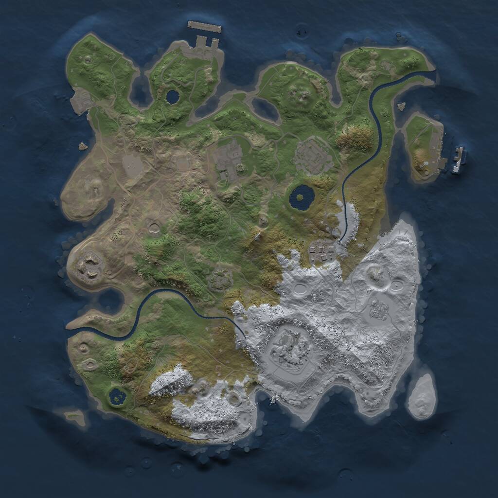 Rust Map: Procedural Map, Size: 3000, Seed: 622915850, 11 Monuments