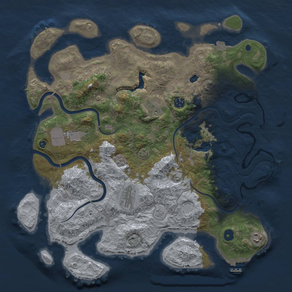Rust Map: Procedural Map, Size: 4000, Seed: 785313595, 11 Monuments