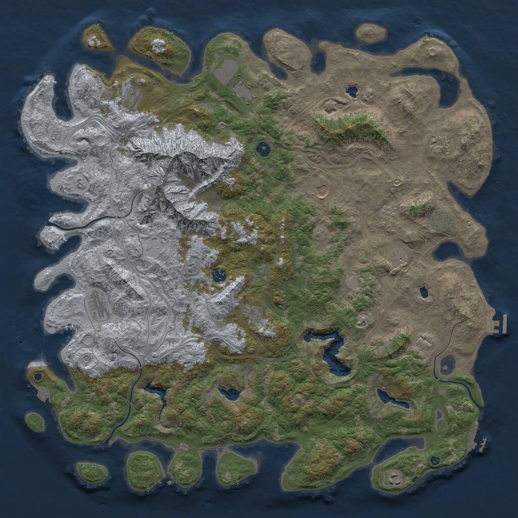 Rust Map: Procedural Map, Size: 5500, Seed: 725663121, 17 Monuments