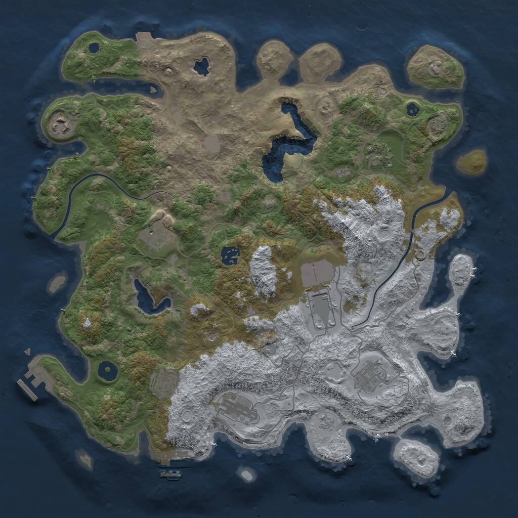 Rust Map: Procedural Map, Size: 4000, Seed: 1593035016, 14 Monuments