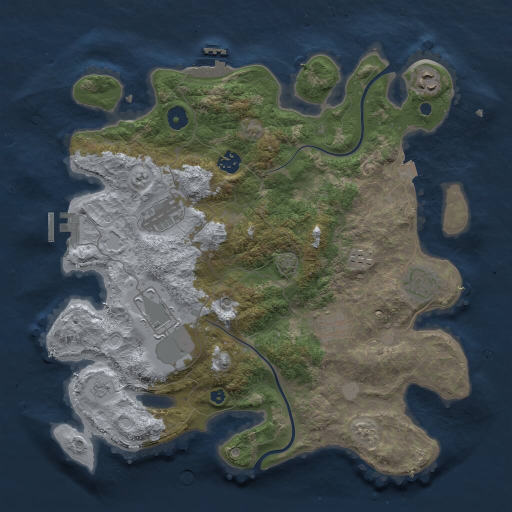 Rust Map: Procedural Map, Size: 3500, Seed: 1566296737, 13 Monuments
