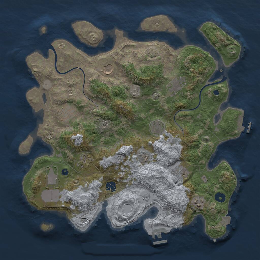 Rust Map: Procedural Map, Size: 3750, Seed: 8707687, 16 Monuments