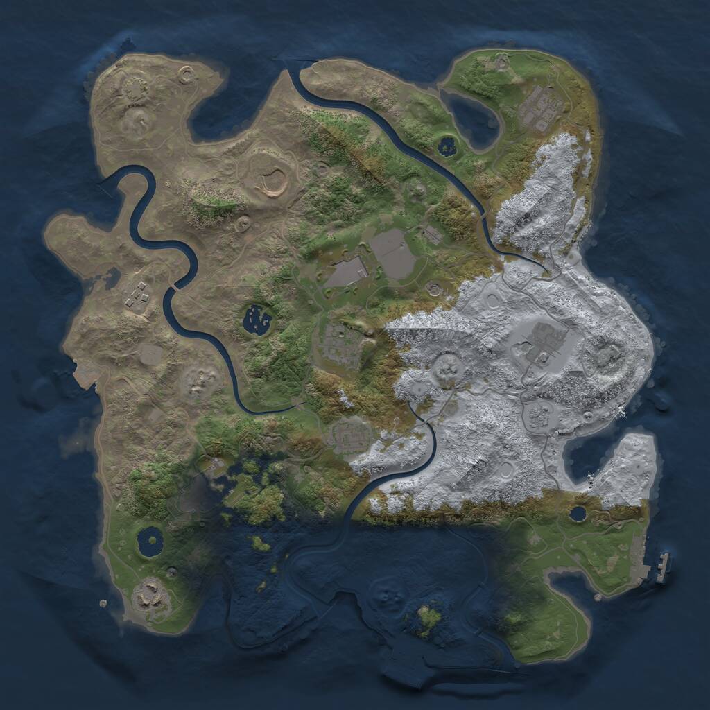 Rust Map: Procedural Map, Size: 3750, Seed: 752144846, 16 Monuments