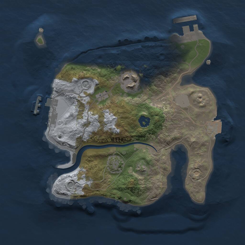 Rust Map: Procedural Map, Size: 2100, Seed: 59965, 6 Monuments