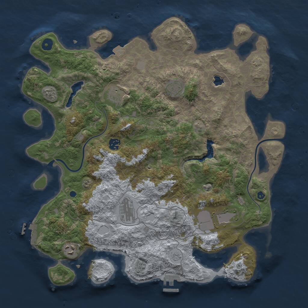 Rust Map: Procedural Map, Size: 4000, Seed: 621444586, 13 Monuments