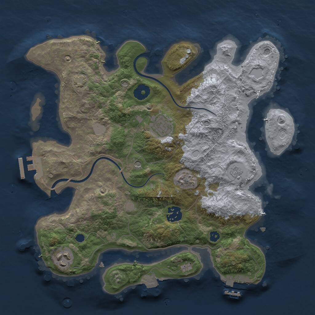 Rust Map: Procedural Map, Size: 3000, Seed: 222575012, 9 Monuments