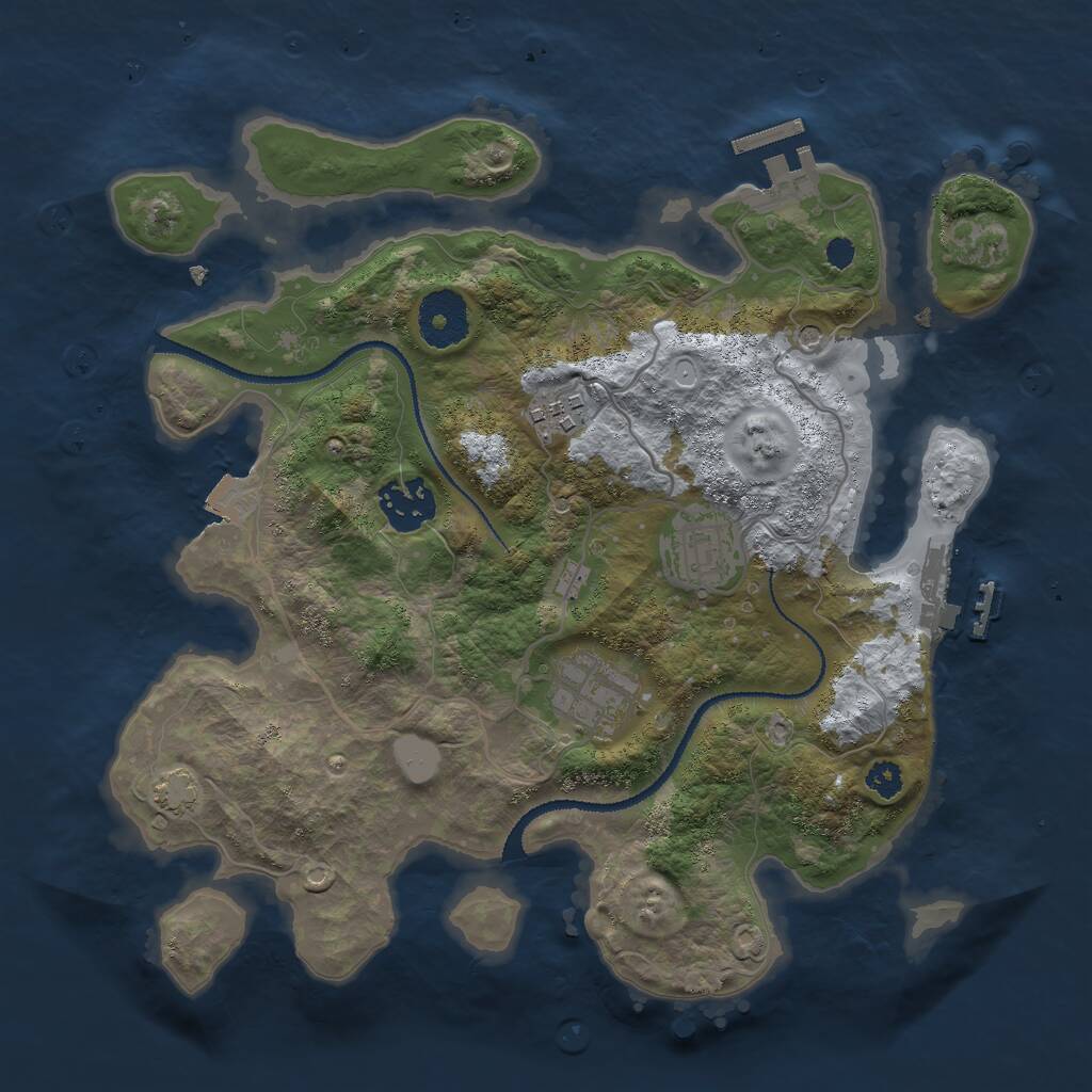 Rust Map: Procedural Map, Size: 3000, Seed: 1577945979, 9 Monuments