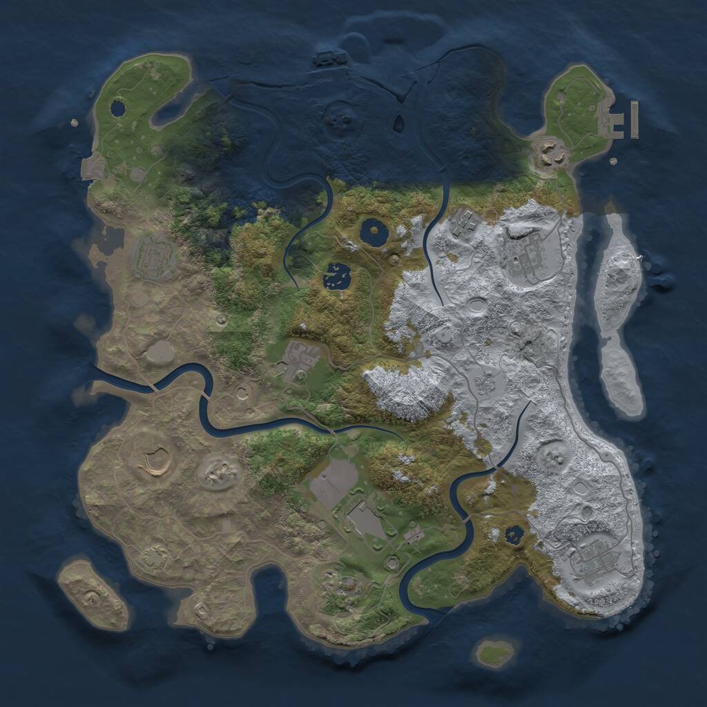 Rust Map: Procedural Map, Size: 3750, Seed: 2044264416, 16 Monuments