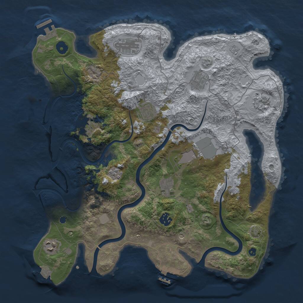 Rust Map: Procedural Map, Size: 3750, Seed: 28345063, 16 Monuments