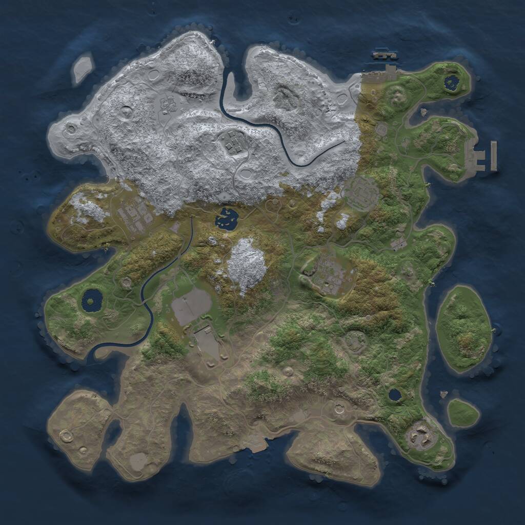 Rust Map: Procedural Map, Size: 3500, Seed: 1132874760, 13 Monuments