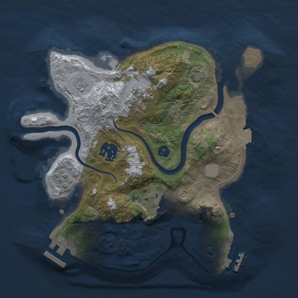 Rust Map: Procedural Map, Size: 2500, Seed: 1915113182, 10 Monuments