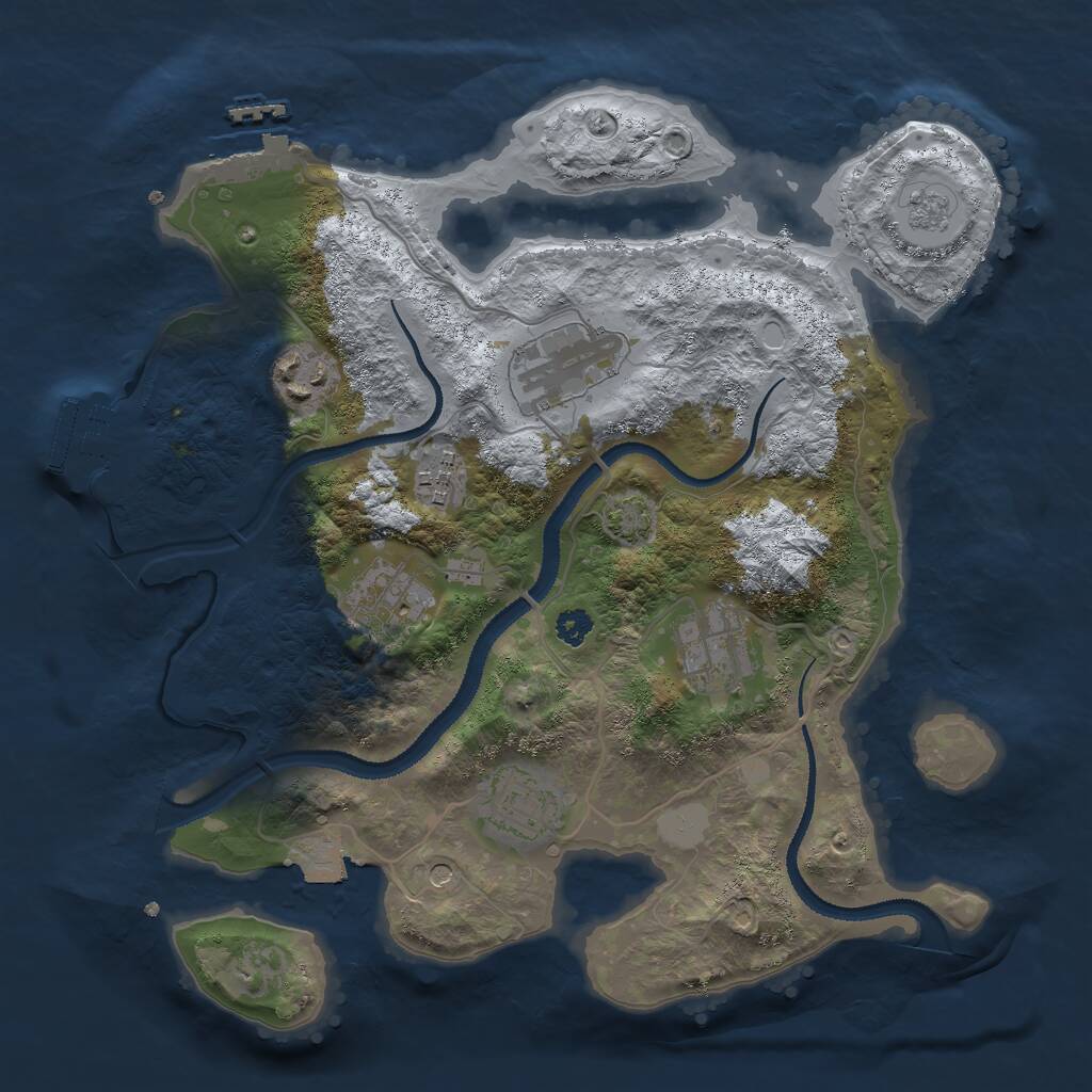Rust Map: Procedural Map, Size: 3000, Seed: 1119334879, 12 Monuments