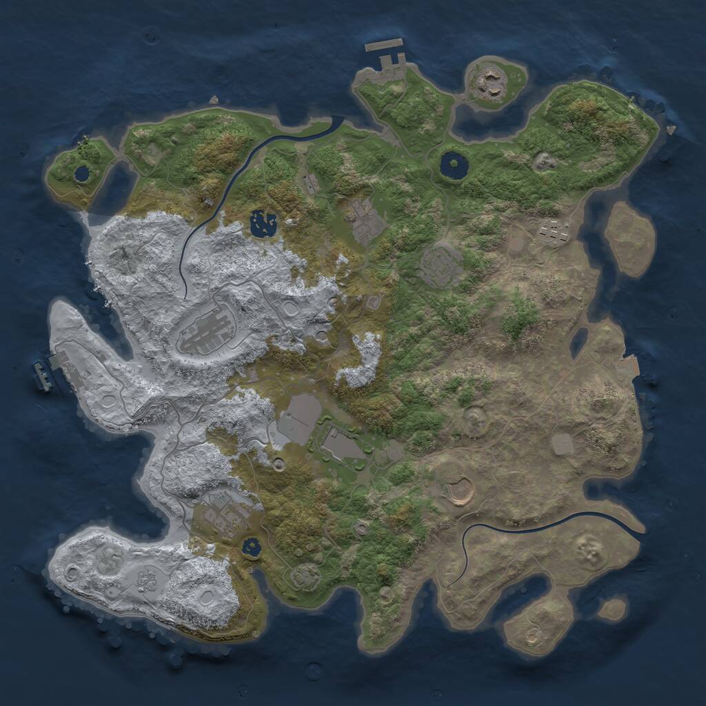 Rust Map: Procedural Map, Size: 3750, Seed: 1202608521, 15 Monuments