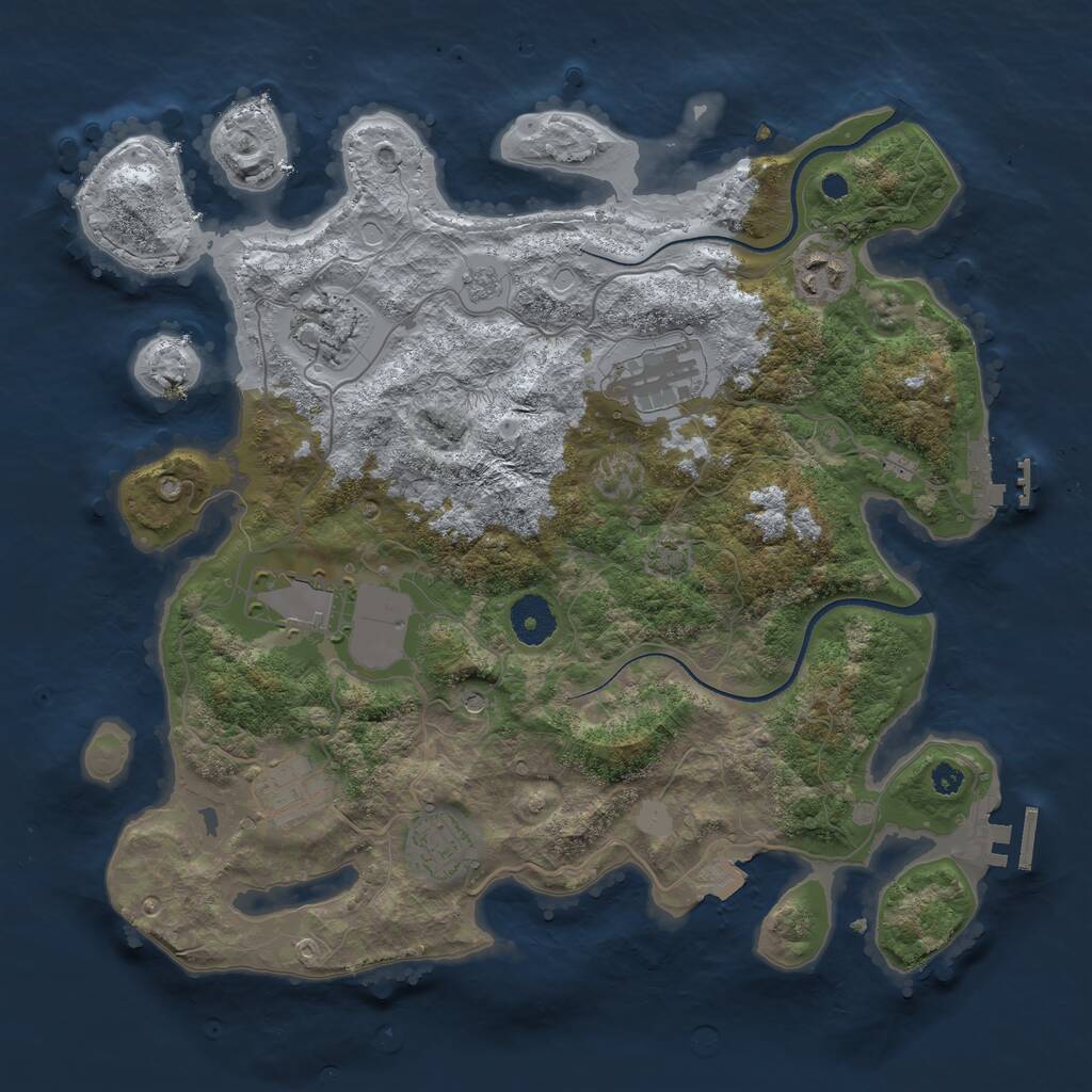 Rust Map: Procedural Map, Size: 3500, Seed: 18277, 12 Monuments