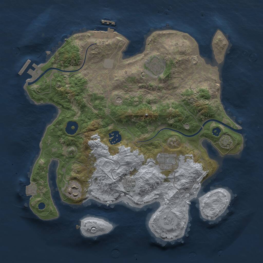 Rust Map: Procedural Map, Size: 3000, Seed: 412, 11 Monuments
