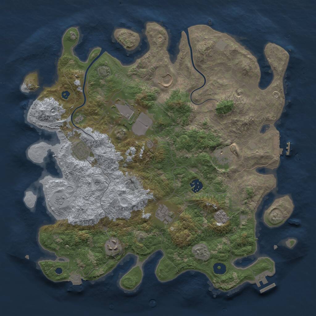 Rust Map: Procedural Map, Size: 3800, Seed: 1613081081, 14 Monuments