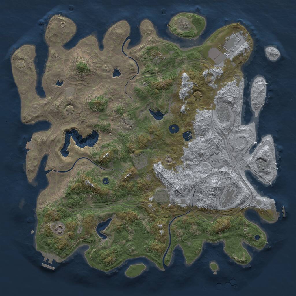 Rust Map: Procedural Map, Size: 4500, Seed: 1214497127, 15 Monuments