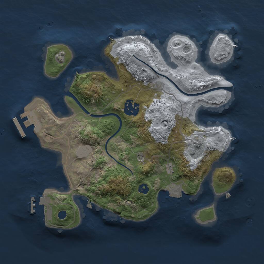 Rust Map: Procedural Map, Size: 2500, Seed: 16260667, 5 Monuments