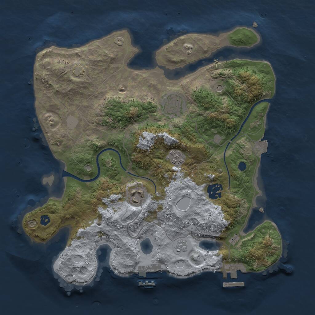 Rust Map: Procedural Map, Size: 3000, Seed: 391217995, 10 Monuments