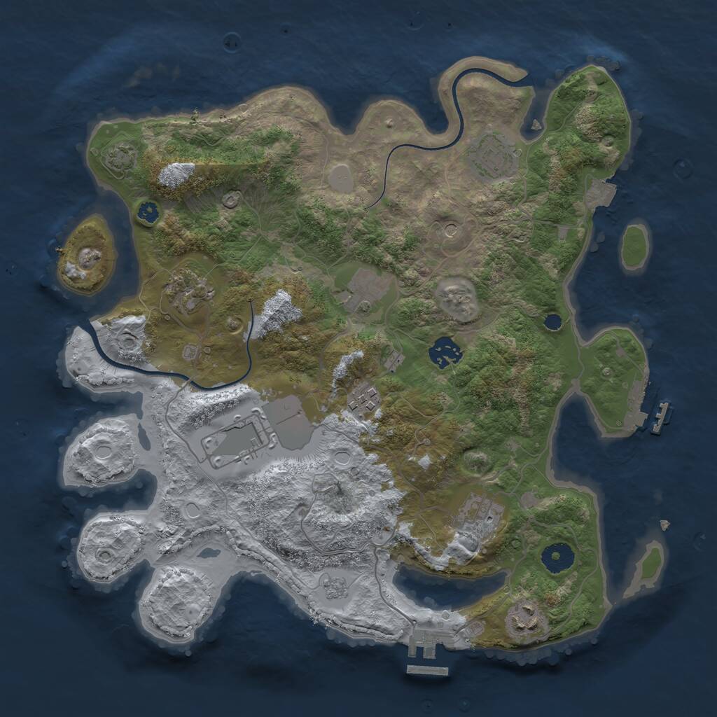 Rust Map: Procedural Map, Size: 3500, Seed: 595199101, 14 Monuments