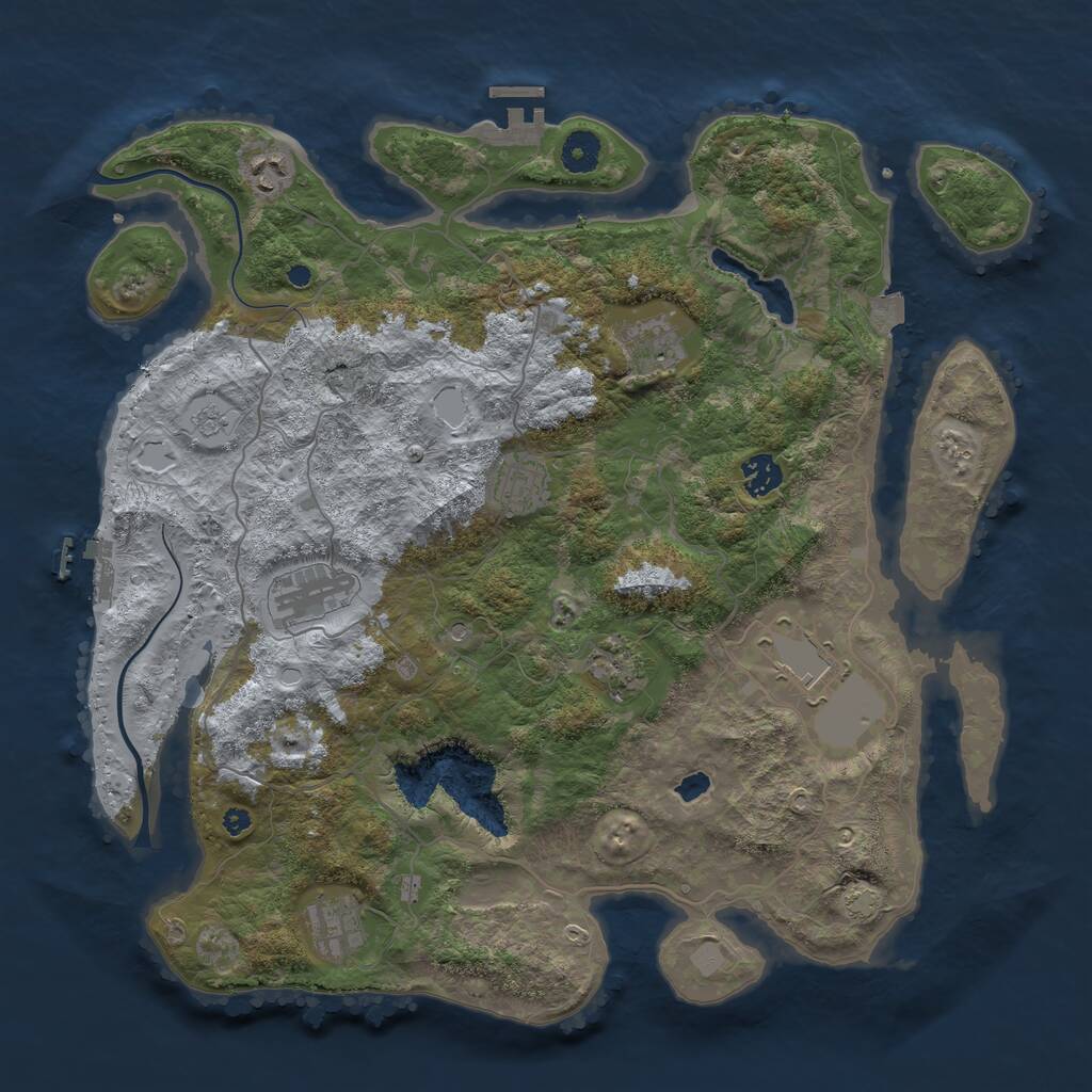 Rust Map: Procedural Map, Size: 4000, Seed: 1313921358, 14 Monuments
