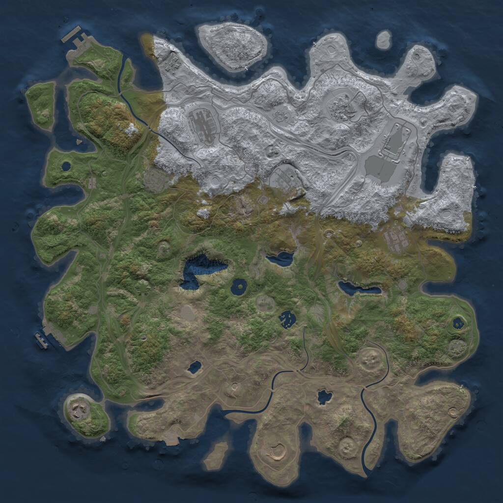 Rust Map: Procedural Map, Size: 4500, Seed: 2126906225, 16 Monuments